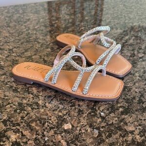 Wild Pair Tan and Silver Sandals with Braided Straps NWOT 5.5